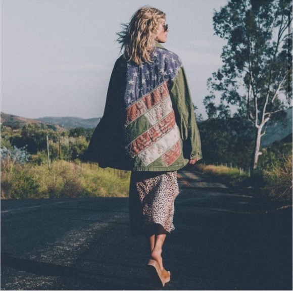 Free People Olive Green Star-Patterned Women's Jacket - Picture 16 of 16